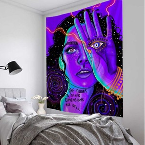 Hippie mur grande <span class=keywords><strong>tapisserie</strong></span> tenture murale psychédélique fumée Cool fille Art mystique Kawaii chambre décor Mandala Yoga pique-nique tapis feuille - Product Image 3