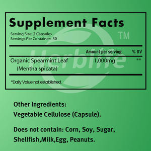 Vente chaude OEM - Personnalisable - Capsules de feuilles de menthe verte - 1000 mg de feuilles de menthe verte pour le nettoyage intestinal et le soutien digestif - Product Image 2