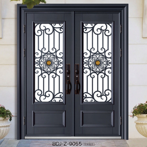 Hiện đại sang trọng đôi sắt rèn và cửa ra vào kính phía trước với cách nhiệt cho sử dụng bên ngoài căn hộ - Product Image 2