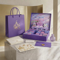 Boîte de calendrier de l'avent en forme de château 3D violet personnalisable avec logo, conteneur rigide de qualité supérieure avec 24 tiroirs pour cosmétiques en vrac
