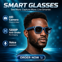 Gafas Inteligentes E03 con Cámara HD de 800W Grabación de Video Transferencia WIFI Control por Gestos ChatGPT para Hombre y Mujer Auriculares Portátiles Inteligentes para Exteriores