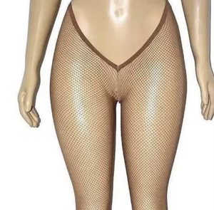 Pequeno Trama Cor Salmão Carnaval V-cut Não Glitter Meias para Preto Pele Castanha Mulheres Resistentes Meias Glitter Ouro - Product Image 1