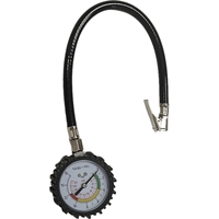 Pneumatische Werkzeuge: Gerader Spannzangen-Druckmesser 0-220 psi, analog, für LKW-Reifen mit flexiblem Schlauch