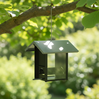 Mangeoire à oiseaux suspendue JH-Mech en forme de maison, design contemporain, idéale pour les oiseaux de petite et moyenne taille, mangeoire à oiseaux en acier pour jardin, extérieur