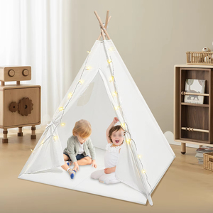 Tela de algodón 4 postes tamaño personalizado niños al aire libre interior indio blanco tipi tiendas de campaña casa para niños - Product Image 1