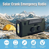 Radio solaire à manivelle haute capacité 2000 mAh avec chargement USB-C, radio AM/FM et alerte météo NOAA pour équipement de survie en extérieur