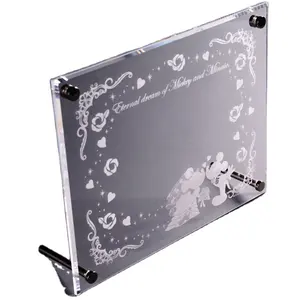 Clear Acrylic Magnetic photo frames with metal leg