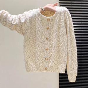 Women Cable Knit <b>Cardigan</b> Loose Simple Casual Sweater Top Anti Pilling <b>Spring</b> Autumn - Product Image 1