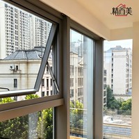 Fenêtre à battant supérieur en aluminium sur mesure avec loquet de limitation, bande d'étanchéité et cadre fin pour porche, véranda, bungalow, chalet, loggia