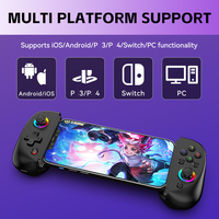 Manette Extensible D8 pour Jeux Mobiles | Poignée Joypad Sans Fil pour Téléphone, Jeux Vidéo, Joystick Compatible Android IOS PC