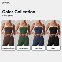 Soutien-gorge de sport Dingtai certifié GCC pour femme, color block, antichoc, pour yoga et course, dos en U côtelé, coussinets amovibles
