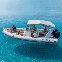 Bateau semi-rigide de luxe à console centrale en Hypalon PVC, coque en fibre de verre, 8,6 m (28 pieds), pour usage sportif et rapide, idéal comme bateau d'appoint.
