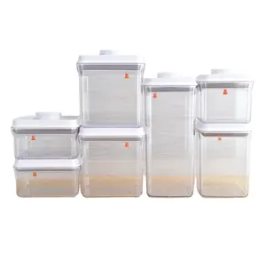 Easy Open Air-tight Cereal Dry Food Container Set Kitchen Plastic Box With Lid/ Reusable Freezer Food Storage Container Set