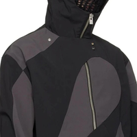 Veste technique à capuche pour homme, col en entonnoir, fermeture éclair bidirectionnelle, blocs de couleur, sur mesure OEM