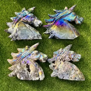 Barang baru grosir kualitas tinggi ukiran tangan batu meditasi Aura Sphalerite kristal Unicorn untuk penyembuhan