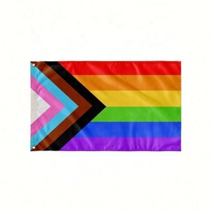 Bannière drapeau arc-en-ciel Peace Pride 3x5ft Logo personnalisé en plastique polyester soie pour défilé LGBT poteau en métal - Product Image 2