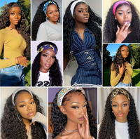 Perruque Bandeau Cheveux Crépus Frisés Cheveux Humains Remy Vierge Perruque Carrée Sans Colle Sans Adhésif pour Femmes Noires Cheveux Entièrement Faits à la Machine