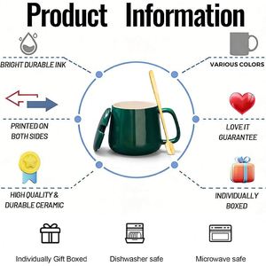 Taza de Café de Cerámica con Recubrimiento Térmico de 350 ml, Impresión por Transferencia Térmica con Logotipo Personalizado, Regalo Corporativo, Diseño Publicitario en Porcelana - Product Image 2
