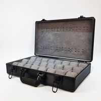 Coffret de rangement pour accessoires de montre en alliage d'aluminium, 24 compartiments avec fenêtres, emballage vert Lafora, coffret cadeau pour bijoux avec poignée