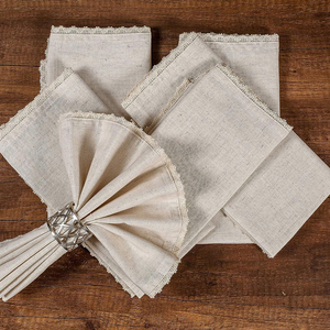 Serviettes en lin brodées de haute qualité en tissu lavable et coton pour les dîners et les mariages luxueux - Product Image 2