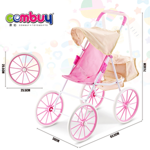 <span class=keywords><strong>Jouet</strong></span> de <span class=keywords><strong>poussette</strong></span> pour bébé en tissu Oxford avec pare-soleil rond, chariot à poupée en fer, jeu d'imitation - Product Image 5