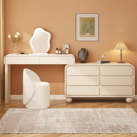 Table de maquillage moderne et simple en bois massif avec miroir lumineux en forme de nuage pour chambre à coucher