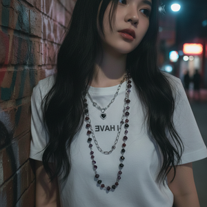 Vendita calda moda di tendenza collane di perline per le donne geometriche e a forma di numero catene acriliche stile Vintage Punk Goth - Product Image 3