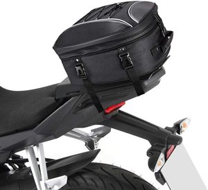 Sac de moto extensible 22L-34L, sac de selle arrière de moto à double usage avec housse de pluie imperméable, sac de queue de moto - Product Image 1