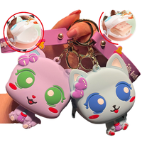 Mini dessin animé en caoutchouc écologique mignon bébé porte-monnaie porte-clés exquis Couple sac pendentif en alliage de Zinc impression numérique écouteur