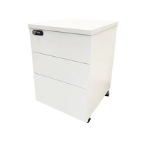 Bureau d'étude commercial minimaliste mobile et armoire latérale avec 3 tiroirs, protection par mot de passe, rangement de bureau en bois