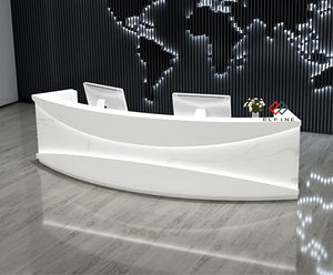 Mostrador de Recepción para Consultorio, Diseño Interior de Belleza, Mostrador de Recepción de Oficina con Frente de Mármol Hecho a Medida de la Mejor Calidad - Product Image 1
