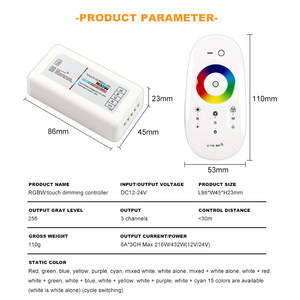 DC12-24V 2.4G Wireless LED Strip <strong>Controller</strong> Full Touch 3-<strong>Button</strong> 18A RGB RGBW Output <strong>RF</strong> <strong>Remote</strong> Manual Dimming Inductive <strong>Switch</strong> - Product Image 2