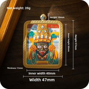 Thangka tibétain en tissu, peint à la main, Wipe Tang Khazakiram, Cinq Maîtres, Huit Zodiaques, Grand Ciel Noir, Pu Xian, Tara Verte, Manjusri - Product Image 4