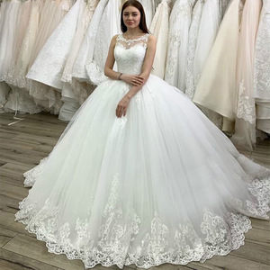 <b>White</b> <b>Lace</b> Applique Ball Gown Wedding Dress Sweetheart Neckline Natural Waist Vintage Style Polyester Fiber 023 - Product Image 1