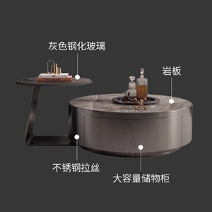 Modern <b>Round</b> Marble Coffee <b>Table</b> Set <b>With</b> Drawer <b>Storage</b> For Living Room Home Use 2026 New Style Minimalist Design - Product Image 4