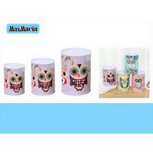 Juego de 3 Cajas de Ahorro con Diseño de Búho, Patrón Animal Pintado, Banco de Ahorros para Decoración del Hogar, Ahorro de Monedas para Regalos, Marca Peiyong - Product Image 1