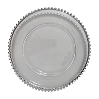 Klassieke transparante zilverdraad kralenrand fruit schaal bruiloftsbanket Europese stijl decoratieve dienblad gebak snack schaal
