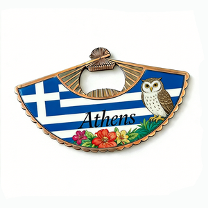 แม่เหล็กติดตู้เย็นโลหะแฟชั่นเคลือบเงาพิมพ์ลาย UV ตามสั่ง ลายกรีซเอเธนส์ - Product Image 1