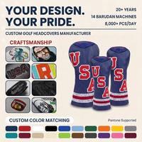 Housse de protection pour tête de club de golf en cuir PU, imperméable, anti-UV, avec logo personnalisé, broderie, OEM, ODM, vente en gros d'usine