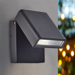 Lámpara de Pared para Jardín <span class=keywords><strong>KANGHUI</strong></span>, Cilindro de Aluminio Negro, Cabezal Ajustable, IP65, LED COB 3500K, Blanco Cálido, Vidrio Templado, para Exteriores - Product Image 2