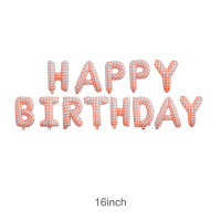 13 pièces de ballons en aluminium imprimés à carreaux de 16 pouces pour décorations de fête d'anniversaire, lettres de l'alphabet, bannière de baby shower