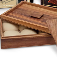 Boîte de levage pour pâte à pizza en bois d'acacia 16"x12" avec couvercle, plateau de fermentation de la pâte avec spatule et livre de recettes pour la pâtisserie à domicile