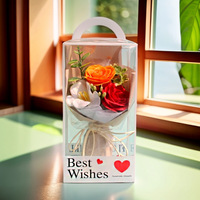 Ranguo Luxuriöser Roter/Rosa/Lila Künstlicher Seifenblumenstrauß in Transparenter Geschenkbox, Langlebiges Romantisches Valentinstagsgeschenk für Sie