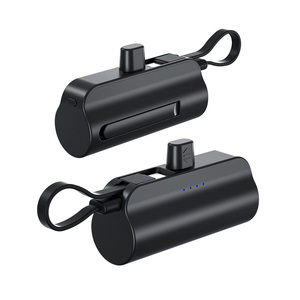 Produits en gros : Mini batterie externe 5000 mAh avec câble Type-C et support pliable – Livraison gratuite pour téléphones mobiles - Product Image 1