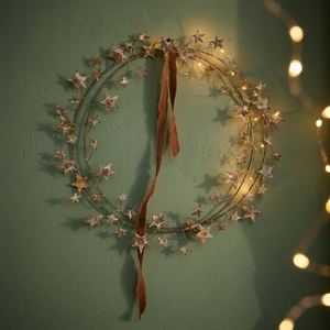 Guirnalda navideña de metal con forma de estrella, redonda, hecha a mano, con flores decorativas, sin iluminación, estilo clásico, fácil instalación, paquete de una sola pieza - Product Image 5