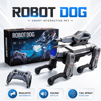Interaktiver RC Smart Roboterhund mit Sprühfunktion & LED-Licht, programmierbares ferngesteuertes Spielzeug für Jungen als Geschenk