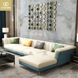 Nuevo sofá de esquina de cuero de lujo en forma de L, conjunto de muebles de sala de estar, sofá de esquina de cuero, sofá de sala de estar - Product Image 6