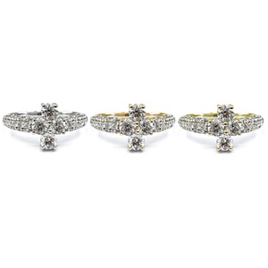 Fabricants de bijoux conception décontractée spéciale 18k solide AU750 or blanc véritable croix ronde diamant cluster bague de mariage pour les femmes - Product Image 4