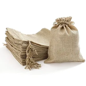 Natural Burlap Linen Jute Drawstring Gift Bags Sacks Party Favors Packaging Bag Wedding Candy Gift Bags Party Supplies