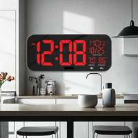 Jam dinding LED Digital besar, jam dinding LED Digital dalam ruangan/luar ruangan temperatur mewah Modern ruang tamu dibuat plastik